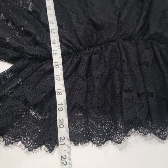 Old Navy Womens Top Size Small Black Floral Lace Bat Wing Cinched Waist - Picture 7 of 7